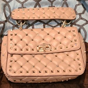 Beige studded bag purse rockstud style
